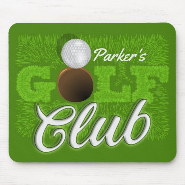 Personalised NAME Golfer Green Golf Course Club Mouse Mat (Front)