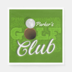 Personalised NAME Golfer Green Golf Course Club Napkin