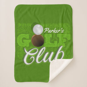 Personalised NAME Golfer Green Golf Course Club Sherpa Blanket