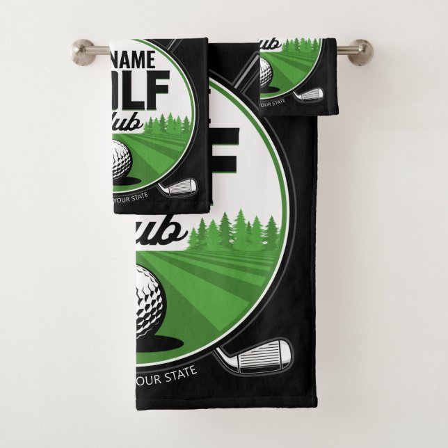 Personalised NAME Golfing Pro Golf Club Player   Bath Towel Set (Insitu)