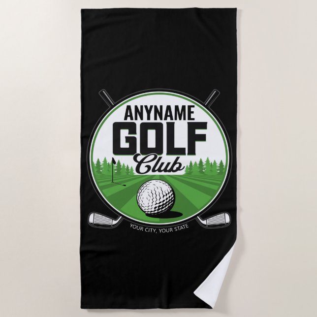 Personalised NAME Golfing Pro Golf Club Player  Beach Towel (Front)