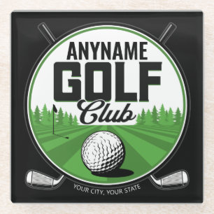 Personalised NAME Golfing Pro Golf Club Player Glass Coaster