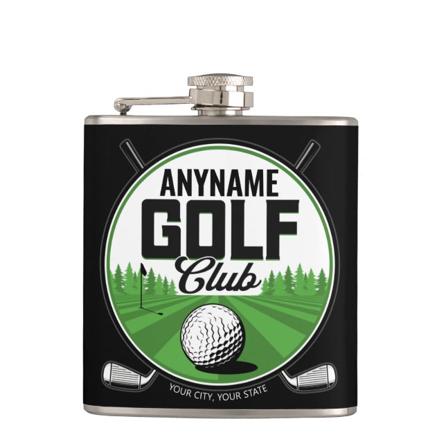 Personalised NAME Golfing Pro Golf Club Player   Hip Flask (Front)