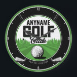 Personalised NAME Golfing Pro Golf Club Player Large Clock<br><div class="desc">Golfer ADD NAME Pro Golf Player Club design - featuring Golf Putters, Ball on Green. Customise with your Name or Custom Text!</div>