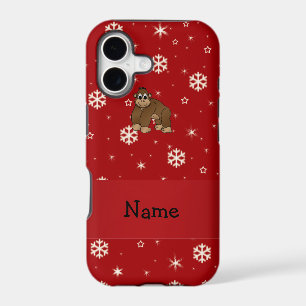 Personalised name gorilla red snowflakes