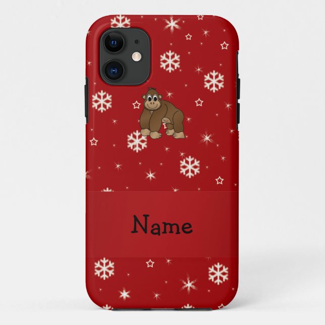 Personalised name gorilla red snowflakes Case-Mate iPhone case (Back)