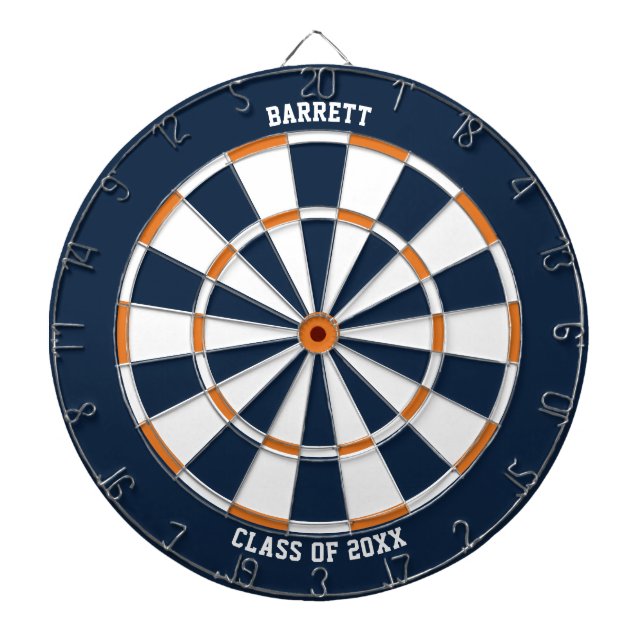 Personalised Name Graduation Gift | Blue & Orange Dartboard (Front)