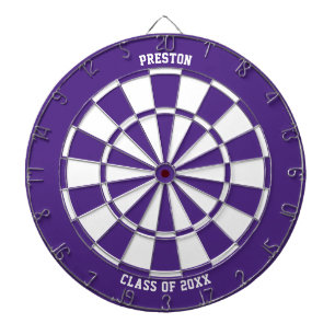 Personalised Name Graduation Gift Purple & White Dartboard