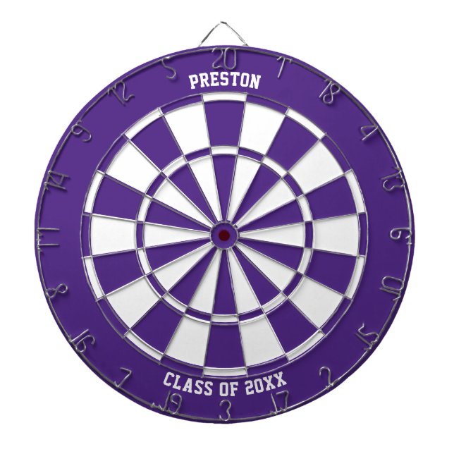 Personalised Name Graduation Gift | Purple & White Dartboard (Front)