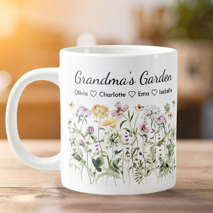 Personalised Name Grandma's Garden Mothers Day  Large Coffee Mug