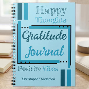 Personalised name gratitude journal blue