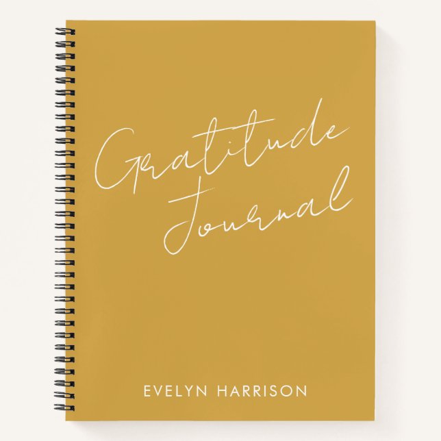 Personalised Name Gratitude Journal Dusty Yellow (Front)