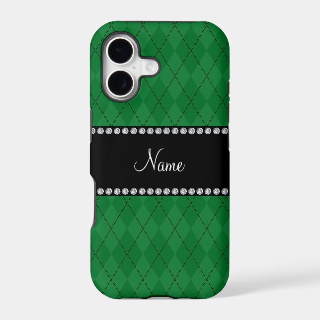Personalised name Green argyle pattern (Back)