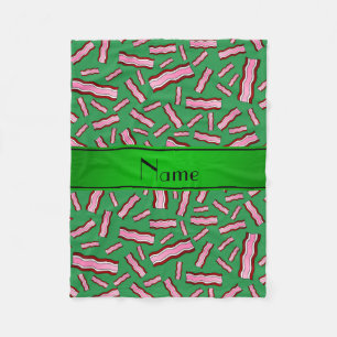 Personalised name green bacon pattern fleece blanket