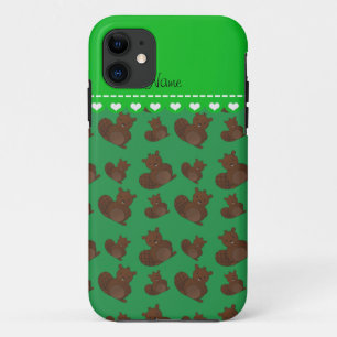 Personalised name green beaver pattern iPhone 11 case