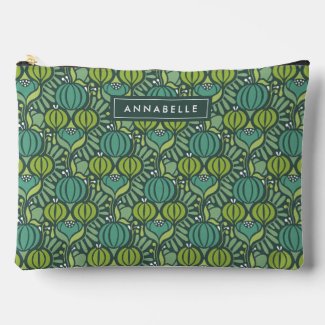 Personalised Name Green/Blue Floral Damask Pattern
