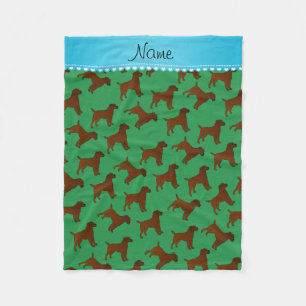 Personalised name green border terrier dogs fleece blanket