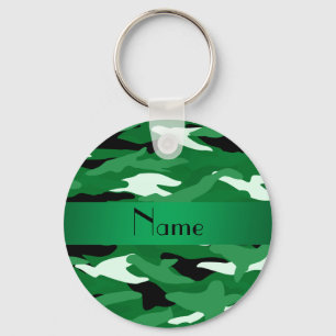 Personalised name green camouflage key ring