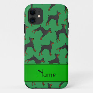 Personalised name green doberman pinschers iPhone 11 case