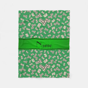 Personalised name green dominos fleece blanket