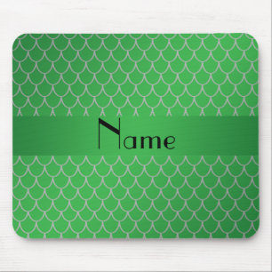 Personalised name green dragon scales mouse mat