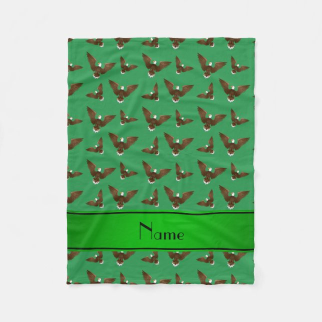 Personalised name green eagles fleece blanket (Front)