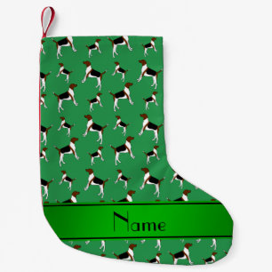 Personalised name green English Foxhounds Small Christmas Stocking