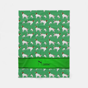 Personalised name green English Setter Fleece Blanket