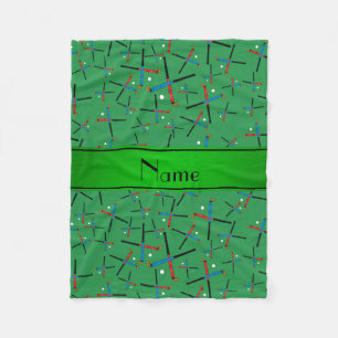 Personalised name green field hockey pattern fleece blanket