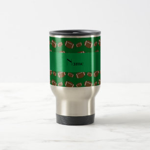 Personalised name green footballs travel mug
