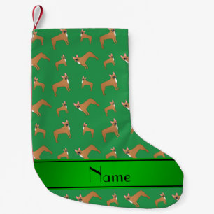 Personalised name green french bulldogs small christmas stocking