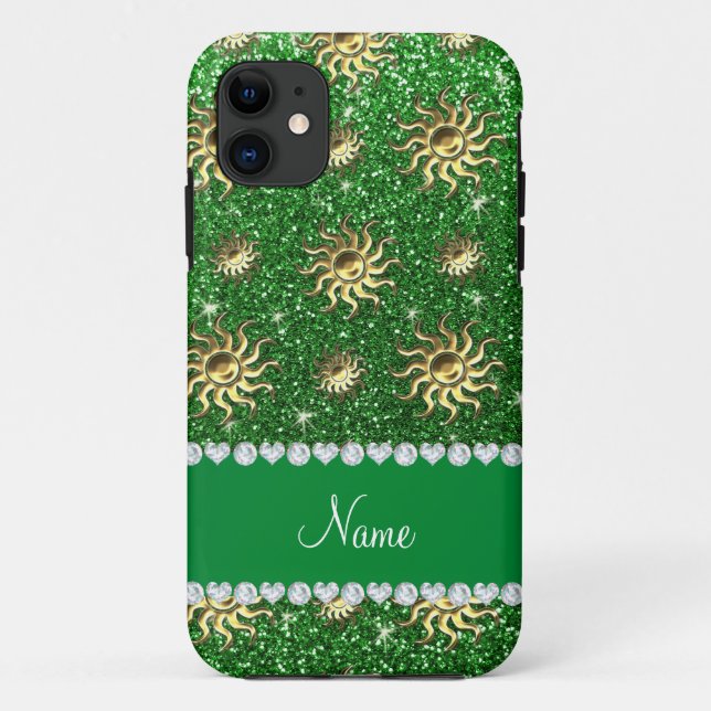 Personalised name green gold suns Case-Mate iPhone case (Back)