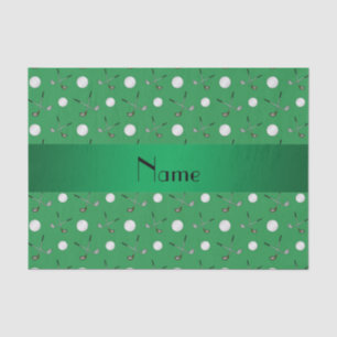 Personalised name green golf balls tissue paper