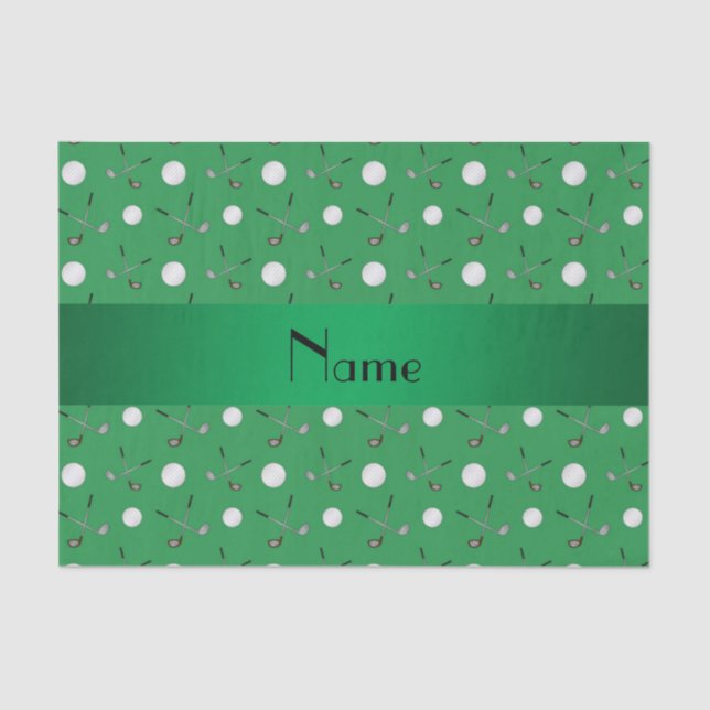 Personalised name green golf balls tissue paper (Front)