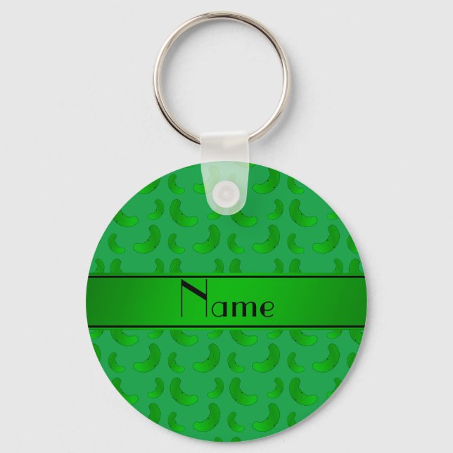 Personalised name green green pickles key ring (Front)