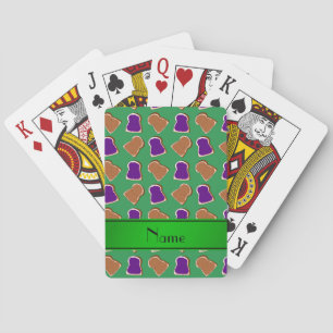Personalised name green peanut butter jelly playing cards