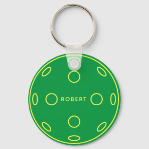 Personalised Name Green Pickleball Token Key Ring