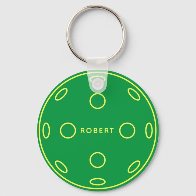 Personalised Name Green Pickleball Token Key Ring (Front)