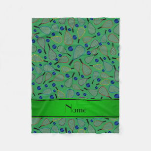 Personalised name green racquetball pattern fleece blanket