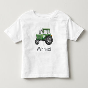 Personalised Name Green Tractor Farm Watercolor Toddler T-Shirt