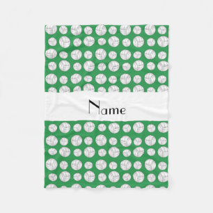 Personalised name green volleyball balls fleece blanket