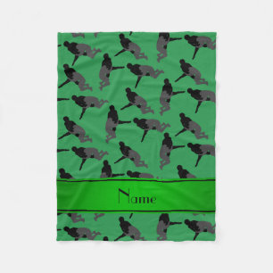 Personalised name green wrestling fleece blanket