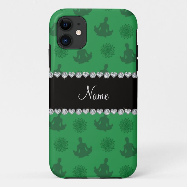 Personalised name green yoga pattern Case-Mate iPhone case (Back)