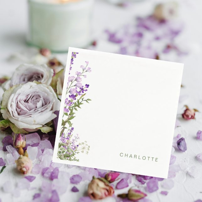 Personalised Name Greenery Lavender Shower Napkin (Creator Uploaded)