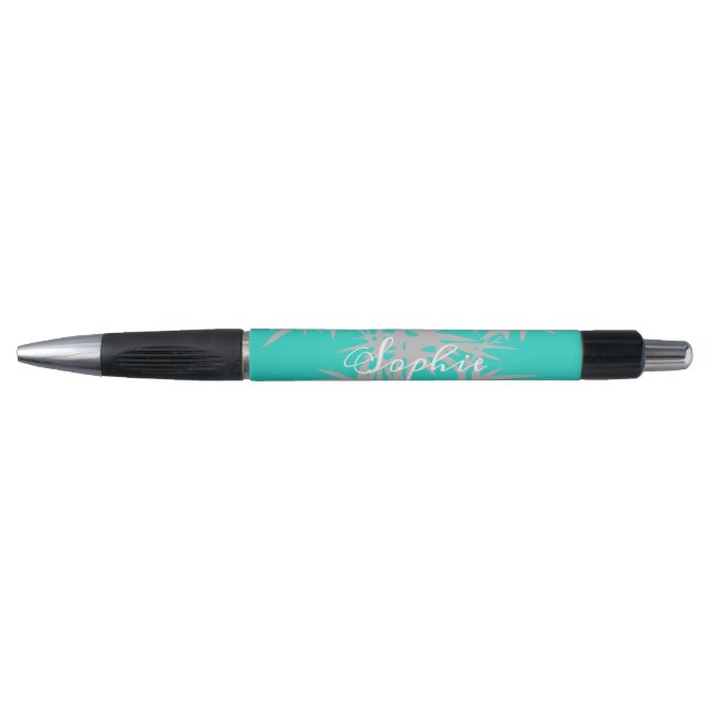 Personalised name grey and teal bamboo (Front)