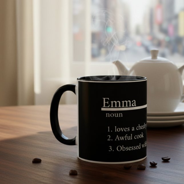 “Personalised Name Grey Satin Coffee Mug” Mug (Creator Uploaded)