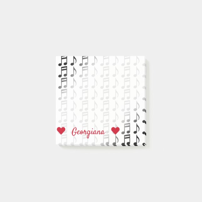 Personalised Name + Grid of Musical Notes Notes (Front)