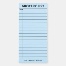 Personalised Name Grocery List Magnetic Notepad