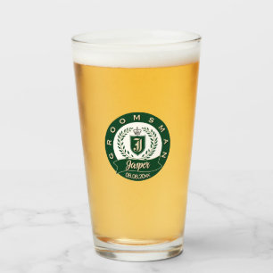 Personalised Name Groomsman Green Heraldic Glass