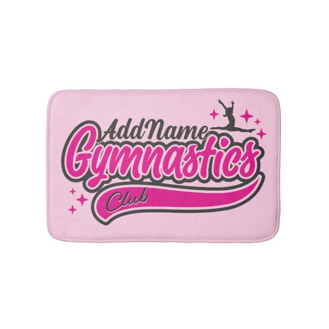 Personalised NAME Gymnast Split Leap Gymnastics  Bath Mat (Front)